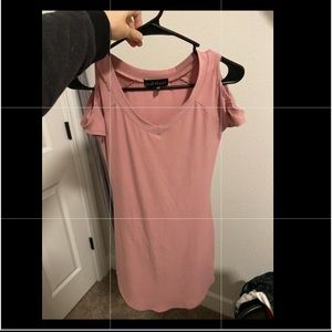 Pink open shoulder dress